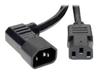 Tripp Lite 2ft Power Cord Extension Cable Left Angle C14 to C13 Heavy Duty 15A 14AWG 2'