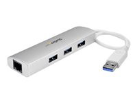 StarTech.com 3 Port Portable USB 3.0 Hub plus GbE