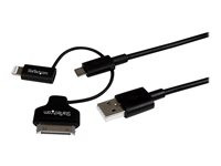 StarTech.com 1m Black Lightning or 30-pin Dock or Micro USB to USB Cable