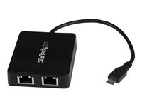 StarTech.com USB C to Dual Gigabit Ethernet Adapter with USB (Type-A) Port