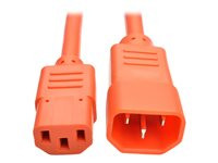 Tripp Lite 2ft Heavy Duty Power Extension Cord 15A 14 AWG C14 C13 Orange 2'