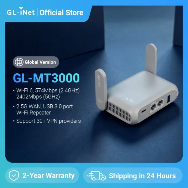 Маршрутизатор GL.iNet GL-MT3000 Beryl AX Wi-Fi 6 дорожный гигабитный