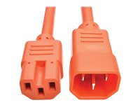 Tripp Lite 2ft Heavy Duty Power Extension Cord 15A 14 AWG C14 C15 Orange 2'