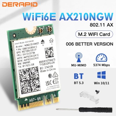 Адаптер Wi-Fi 6E AX210NGW NGFF с Bluetooth 5.3 для ПК и ноутбуков