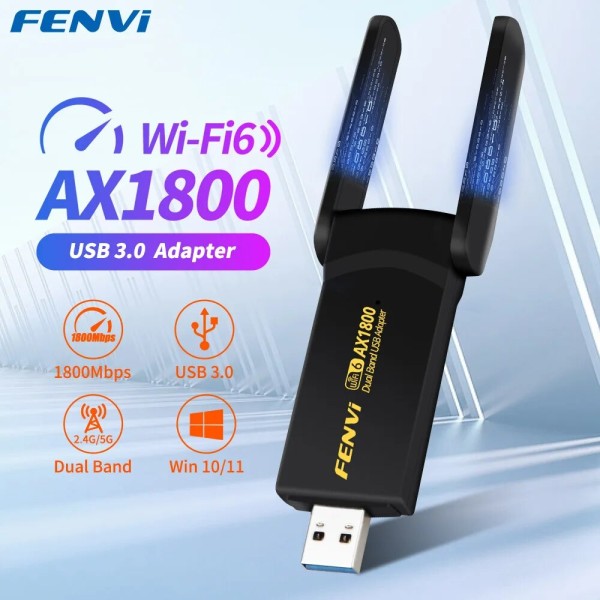 USB адаптер FENVI Wi-Fi 6 1800 Мбит/с 2.4G/5GHz с поддержкой Windows 10/11