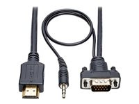 Tripp Lite HDMI to VGA + Audio Active Converter Cable, HDMI to Low-Profile HD15 + 3.5 mm (M/M), 1920 x 1200/1080p @ 60 Hz, 6 ft.