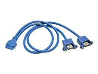 Tripp Lite USB 3.0 2-Port Panel Adapter 20 Pin Motherboard IDC 2x USB-A