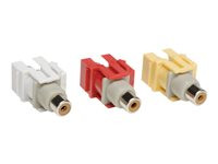 Tripp Lite 3 Piece Composite Audio Video Keystone Jack, Snap-in Module Red Yellow White F/F