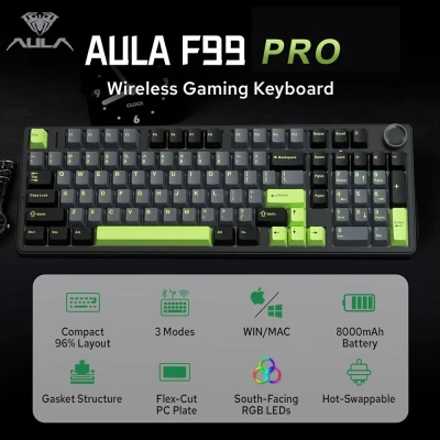 AULA F99PRO механическая клавиатура 99 клавиш RGB с медиа-крутилкой