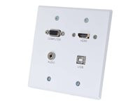 C2G HDMI, VGA + Stereo Audio Double Gang Wall Plate Transmitter with USB
