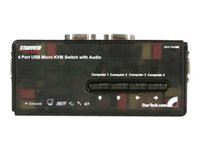 StarTech.com 4 Port Black USB KVM Switch Kit with Cables and Audio