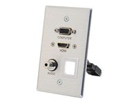 C2G HDMI, VGA, 3.5mm Audio Pass Through Single Gang Wall Plate with One Keystone