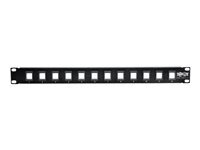 Tripp Lite 12-Port 1U Rack-Mount Unshielded Blank Keystone/Multimedia Patch Panel, RJ45 Ethernet, USB, HDMI, Cat5e/6