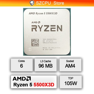Процессор AMD Ryzen 5 5500X3D, 6 ядер, 3.0 ГГц, AM4, 96МБ L3, 105W