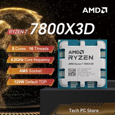 Процессор AMD Ryzen 7 7800X3D, 8 ядер, 4.2 ГГц, AM5, 96МБ L3, 120W
