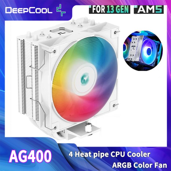 Кулер процессорный DEEPCOOL AG400, 4 тепловые трубки, ARGB, TDP 220W