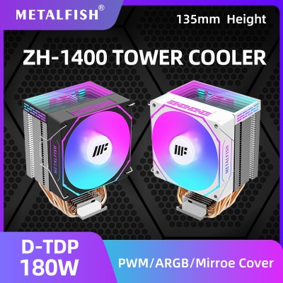Кулер процессорный METALFISH ZH-1400, 4 тепловые трубки, ARGB, TDP 180W