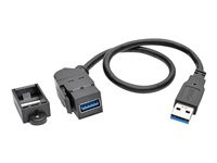 Tripp Lite USB 3.0 Keystone Panel Mount Coupler Extension Cable Angled 1'