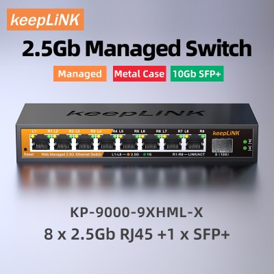 Сетевой коммутатор KeepLiNK KP-9000-9XHML-X, 8x2.5G + 1x10G SFP+, управляемый