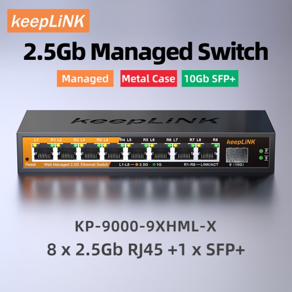 Сетевой коммутатор KeepLiNK KP-9000-9XHML-X, 8x2.5G + 1x10G SFP+, управляемый