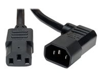 Tripp Lite 2ft Power Cord Extension Cable Right Angle C14 to C13 Heavy Duty 15A 14AWG 2'