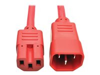 Tripp Lite 2ft Heavy Duty Power Extension Cord 15A 14 AWG C14 C15 Red 2'