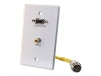 C2G RapidRun Single Gang Integrated HD15 + Composite Video Wall Plate