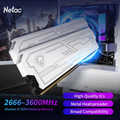 Память Netac DDR4 8GB-16GB 3200-3600MHz Shadow III XMP 2.0